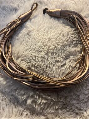 Metallic Rose Gold Multi-Strand Statement Necklace - Women Jewelry